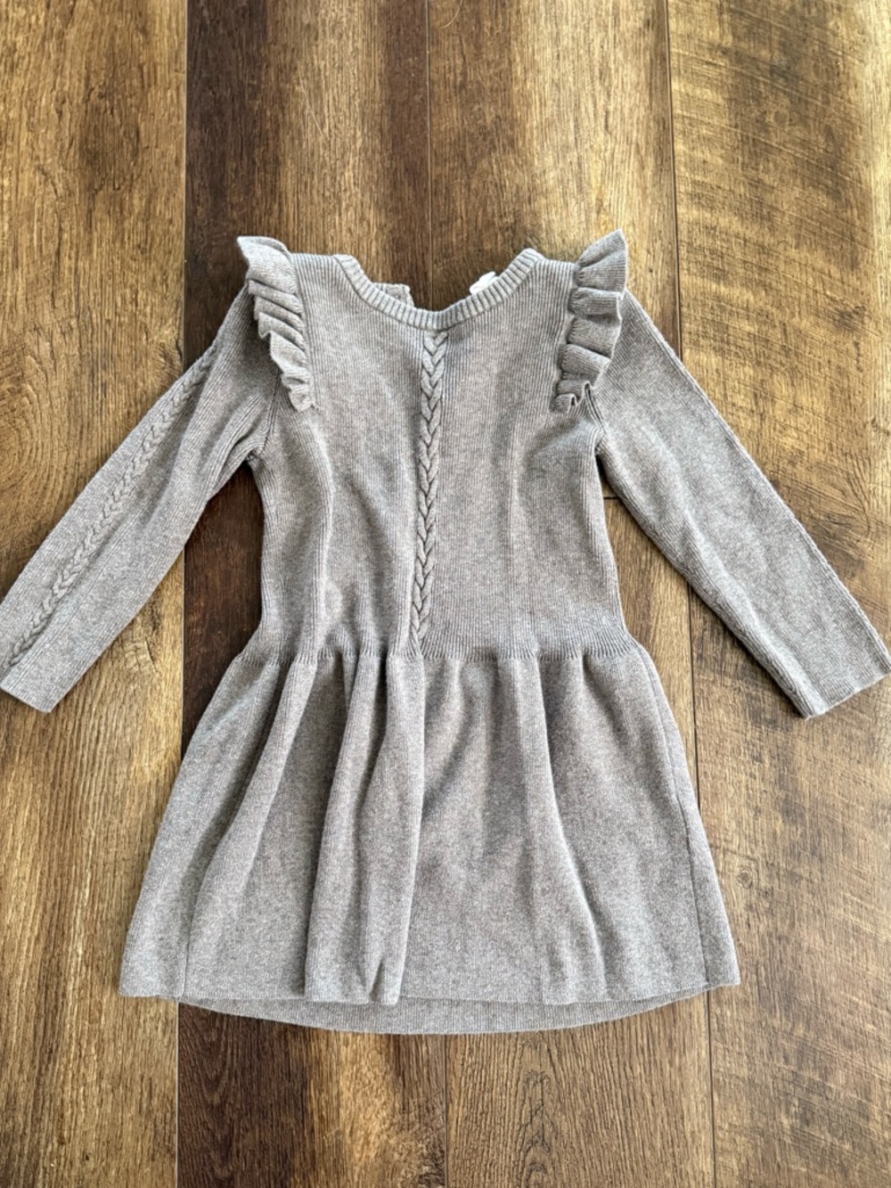 H&M Taupe Knit Ruffle Shoulder Dress